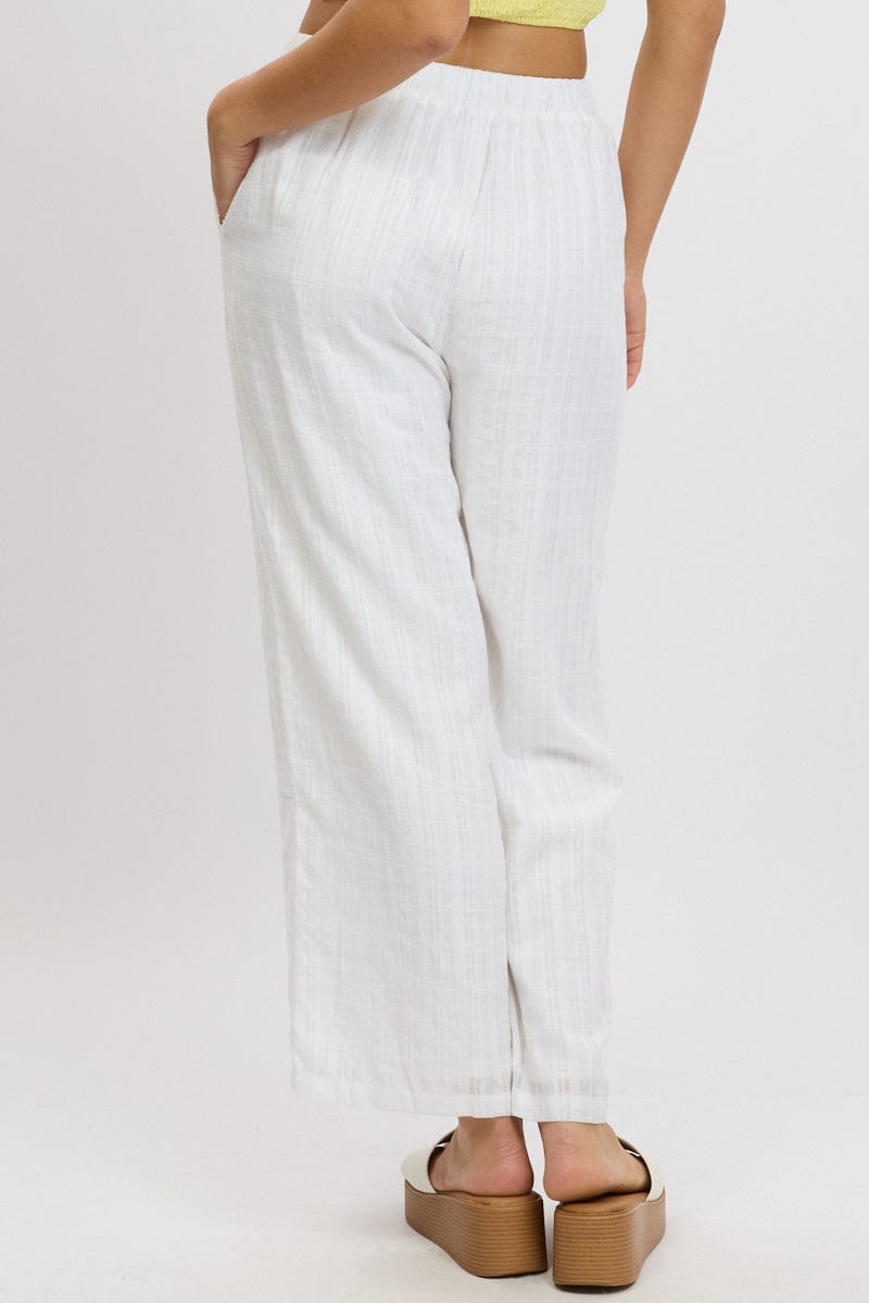 White Wide Leg Pants Elasticated Waist