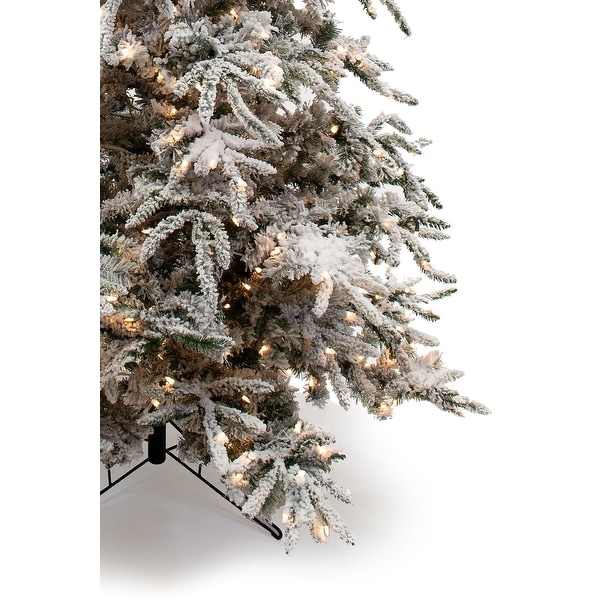 6.5foot Snowy Flocked Balsam Prelit Artificial Christmas Tree