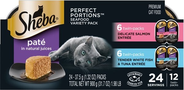 Sheba Perfect Portions Grain-Free Multipack Seafood Entrees Cat Food Trays