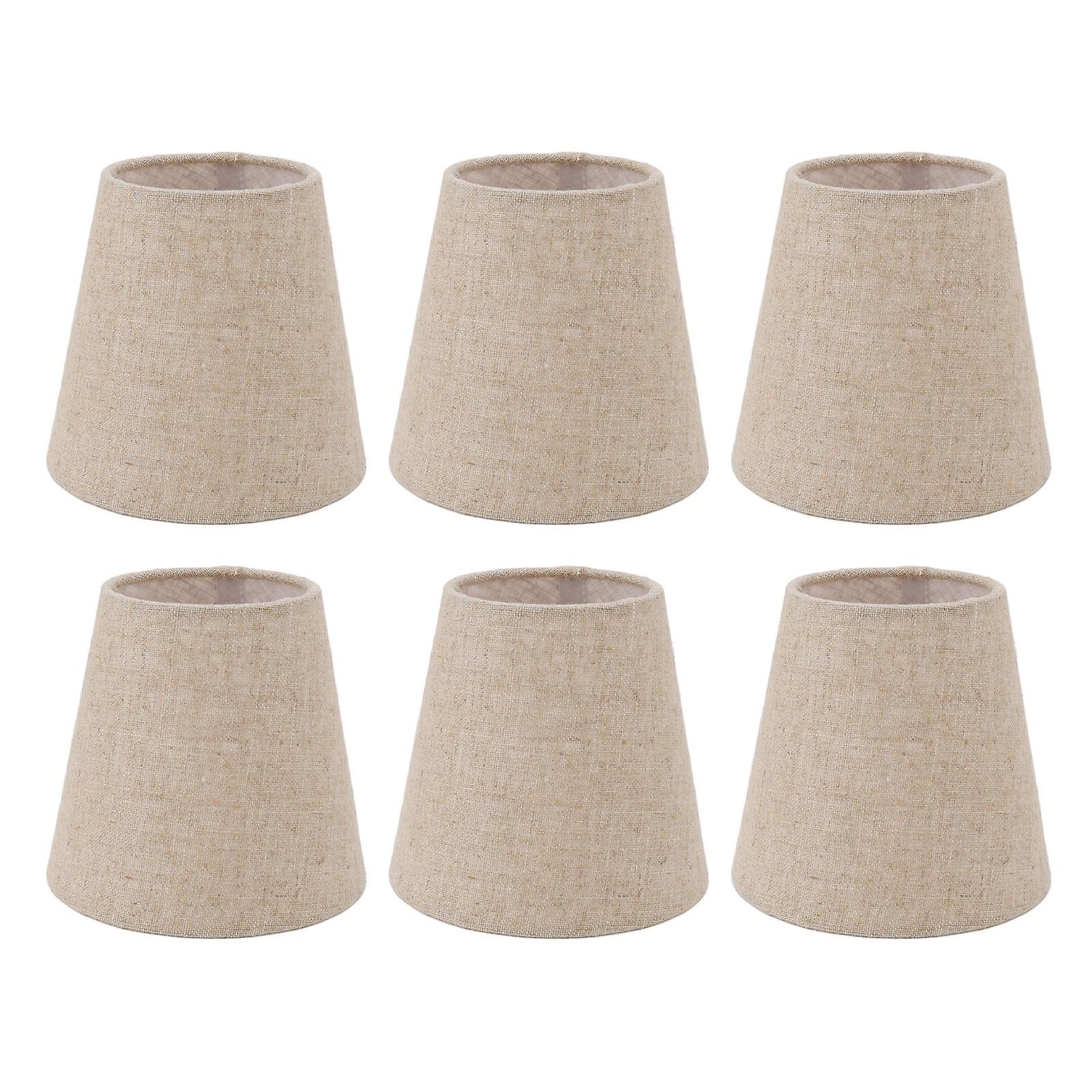 6Pcs Small Lamp Shade Clip On Drum Linen Fabric Lampshade for Candle Bulbs Lighting Accessories