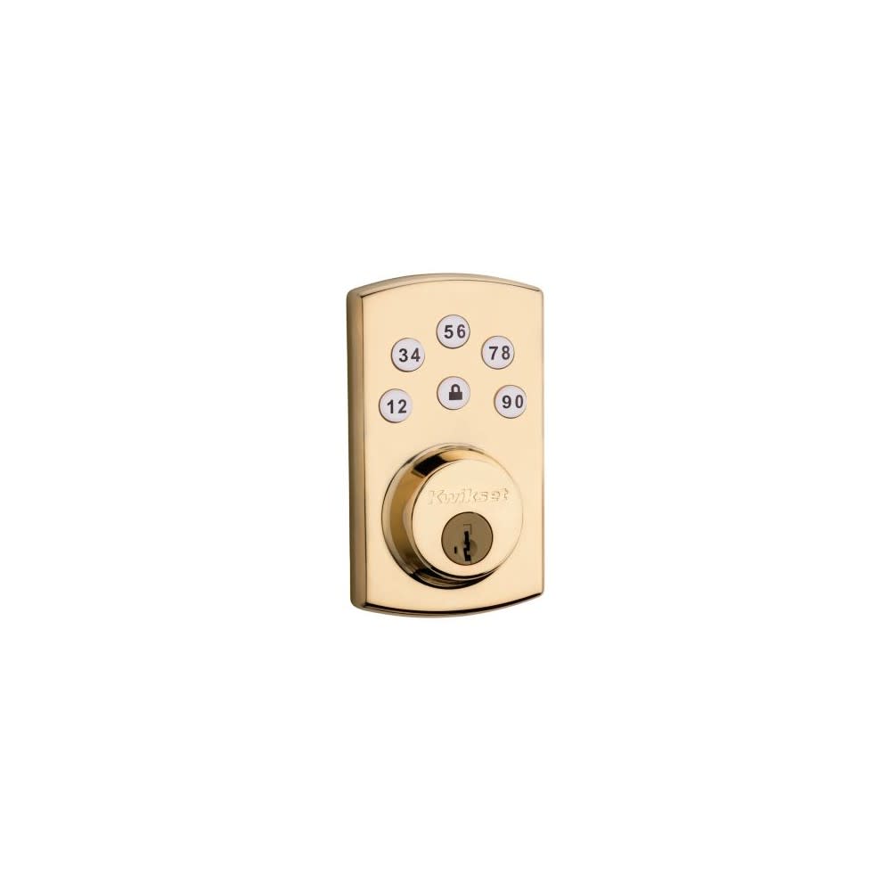 Polished Brass Keyed One Side Powerbolt 2 Electronic Deadbolt ;