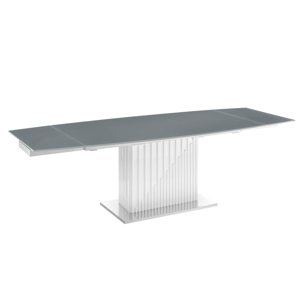 MOON dining table with high gloss white lacquer base.