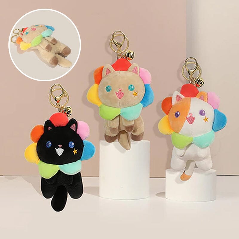 Colorful Sunflower Cat Keychain