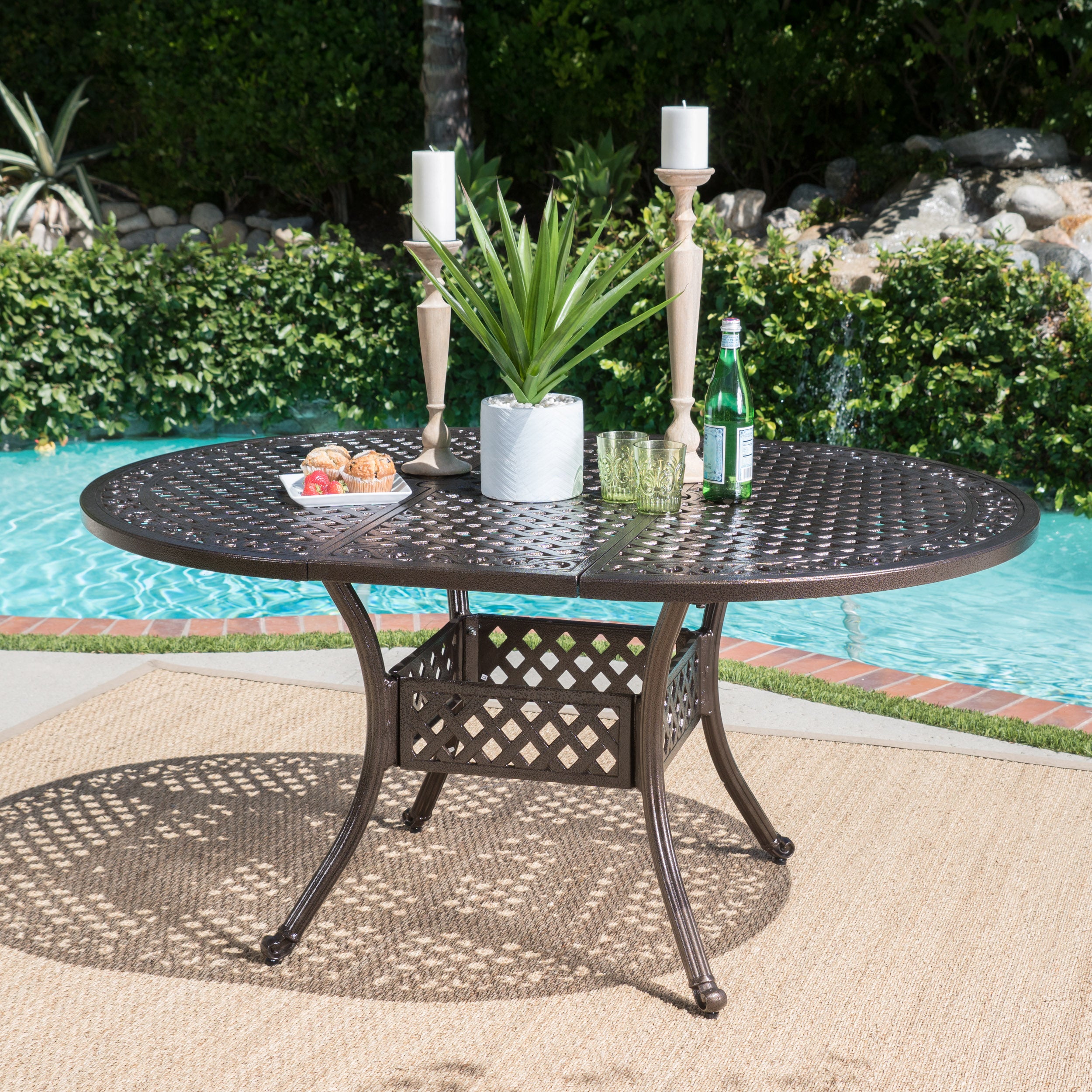 Clarisse Outdoor 7 Piece Dining Set with Expandable Aluminum Table