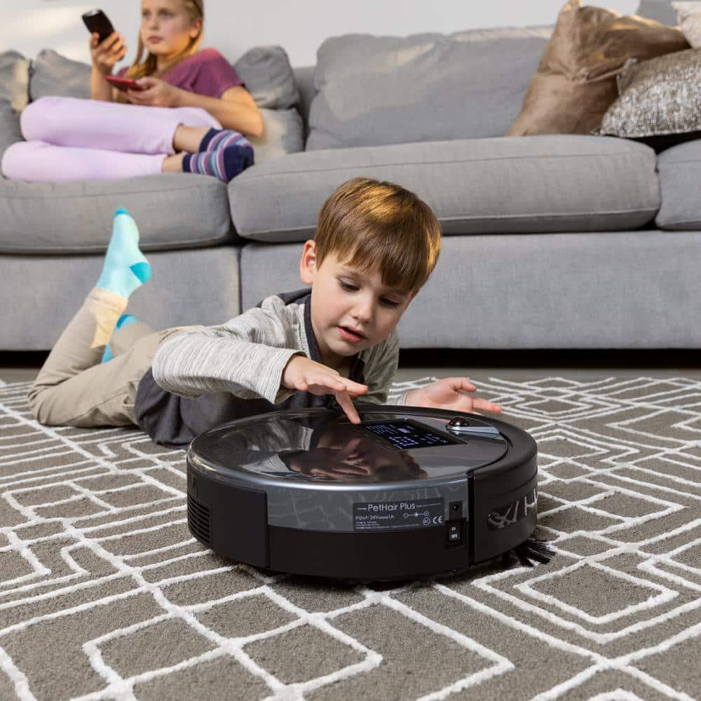 bObsweep PetHair Plus Robotic Vacuum Cleaner and Mop with Docking Station MultiSurface Cleaning in Charcoal