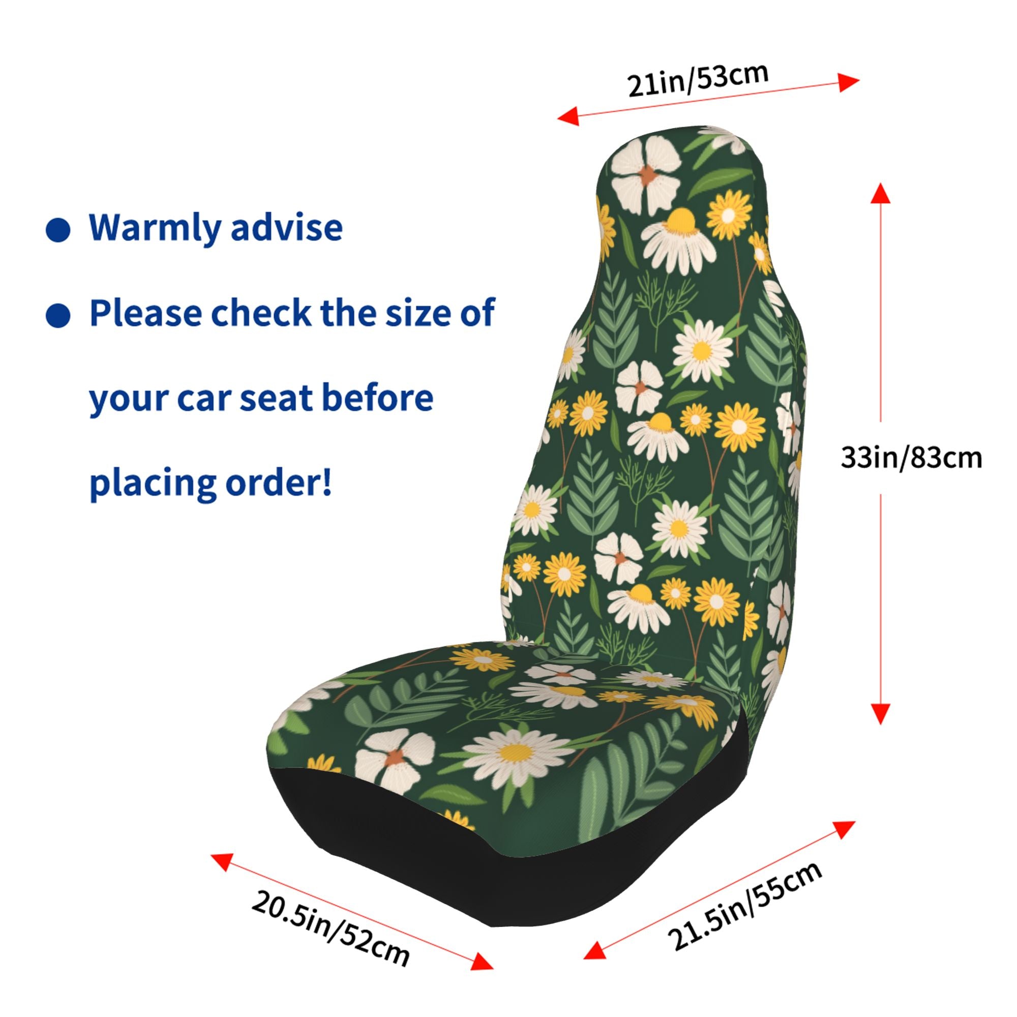 ZICANCN Car Seat Covers Front Seats Only，Small Daisy Floral Pattern Automotive Seat Covers Protectors for Cars Trucks Suv 2 Pack