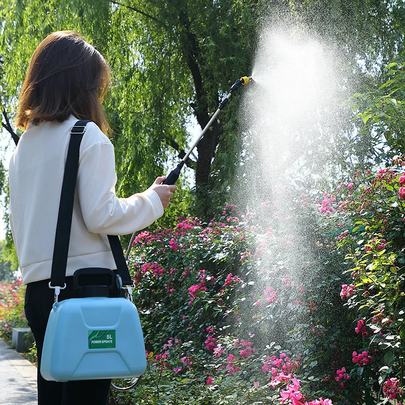 USB Rechargeable Portable Battery Powered 1.35 Gallon 5 Litre Electric Garden Sprayer with 3 Mist Nozzle and Telescopic Wand