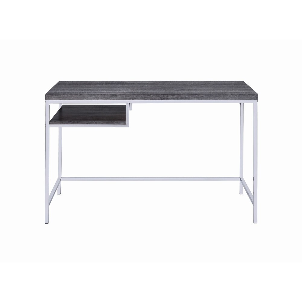 Coaster Furniture Kravitz Weathered Grey and Chrome Rectangular Writing Desk