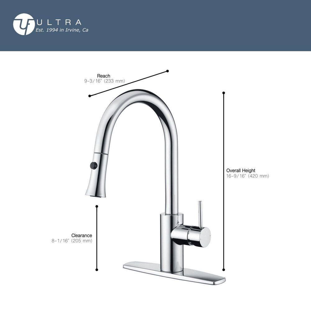 Ultra Faucets Euro Single-Handle Pull-Down Sprayer Kitchen Faucet with Accessories in Rust and Spot Resist in Oil Rubbed Bronze UF14205