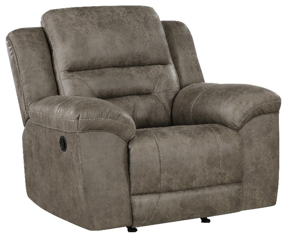 Lexicon Hazen Polished Microfiber Upholstered Rocker Reclining Chair in Brown   Transitional   Recliner Chairs   by Homesquare  Houzz