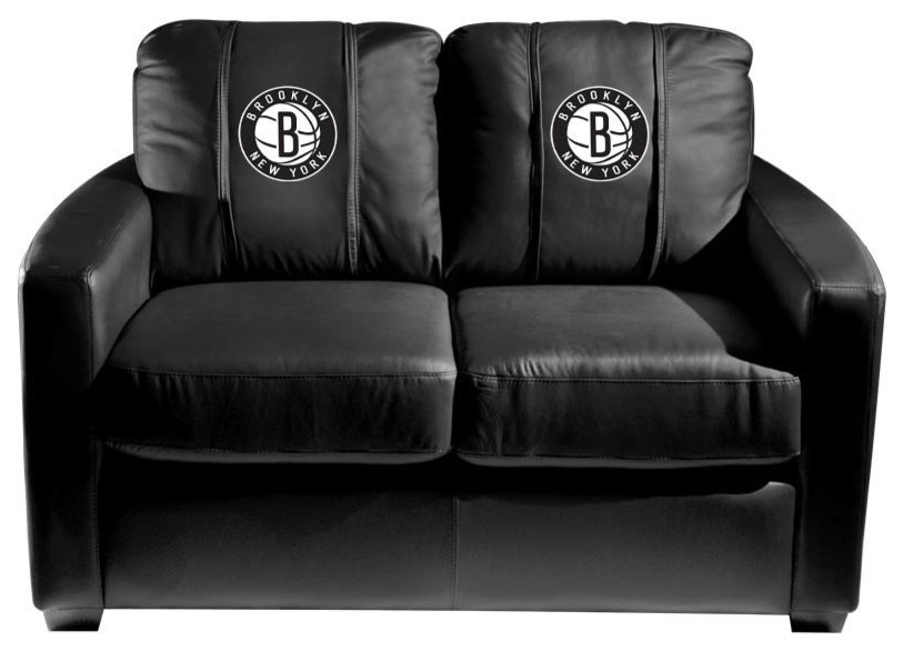 Brooklyn Nets  Secondary Stationary Loveseat Commercial Grade Fabric   Contemporary   Loveseats   by DreamSeats LLC  Houzz