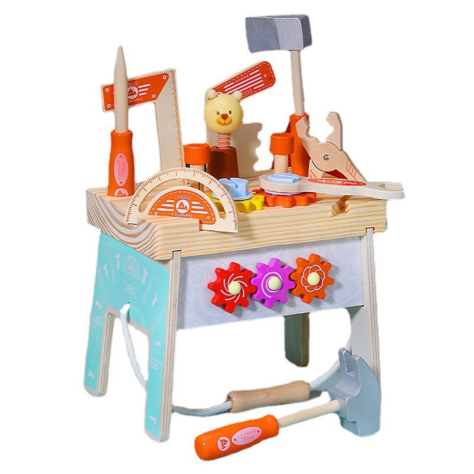 Wooden Tool Workbench Construction Workshop Pretend For Play Toy Gift For Childr