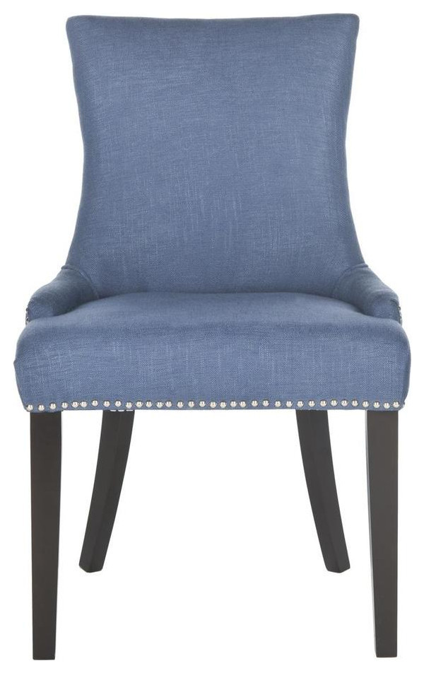 Denver 19  x27 x27h Dining Chair set of 2 Silver Nail Heads Blue   Transitional   Dining Chairs   by AED Luxury Home Decor  Houzz