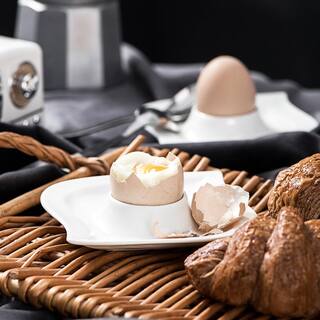 MALACASA Elvira White Porcelain Egg Cup Holders (Set of 6) ELVIRA-6ES