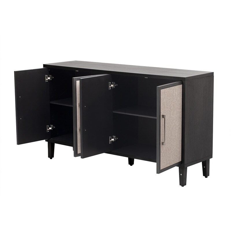 Classic 4 Doors Storage Cabinet  Black