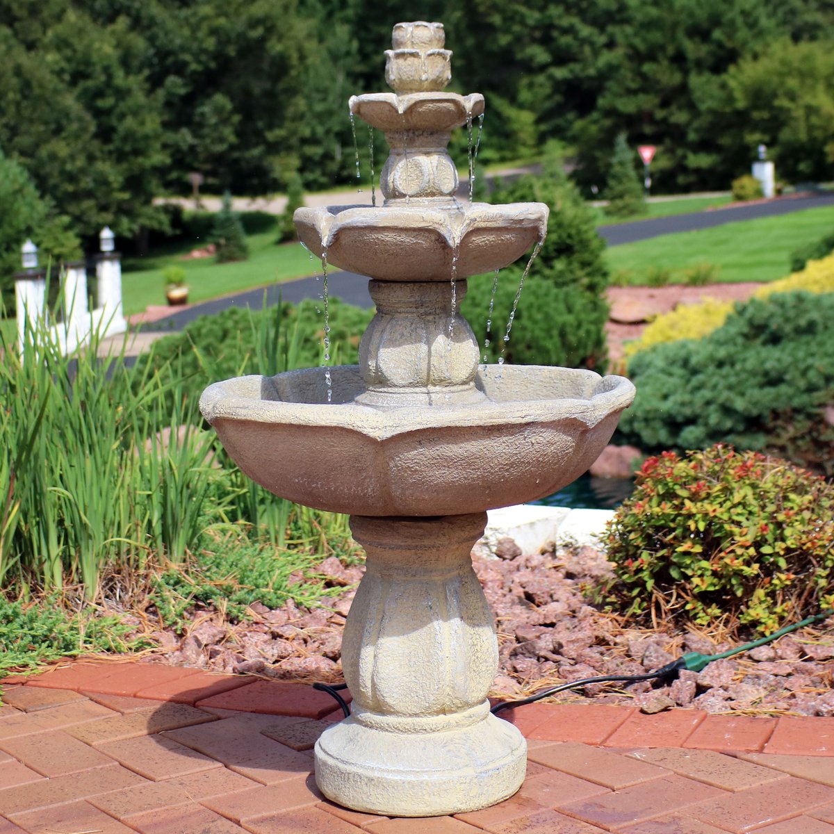 Sunnydaze Decor 3-Tier Birds-foot Delight Outdoor Water Fountain