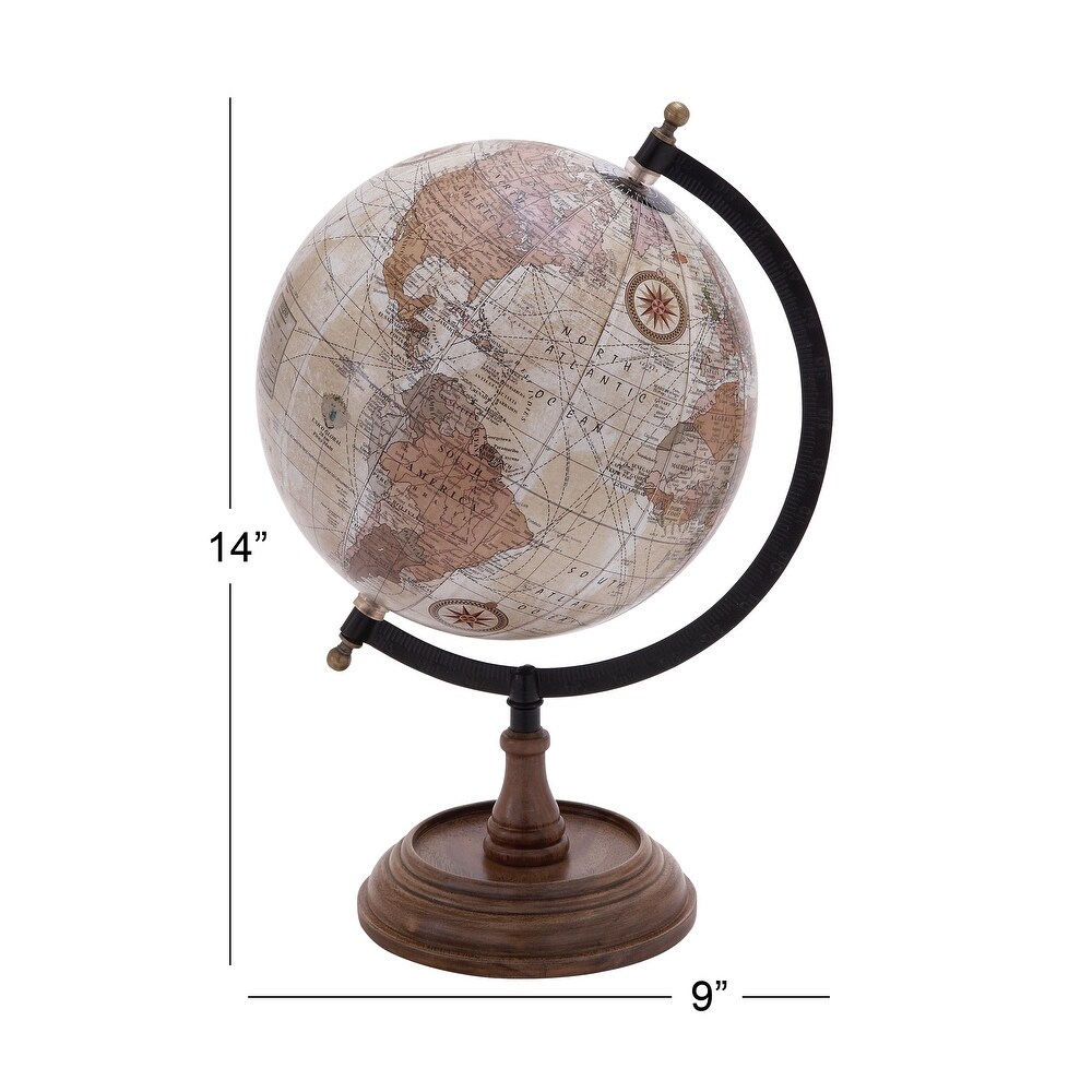 Brown Mango Wood Globe with Wood Base   9L x 8W x 13.10H