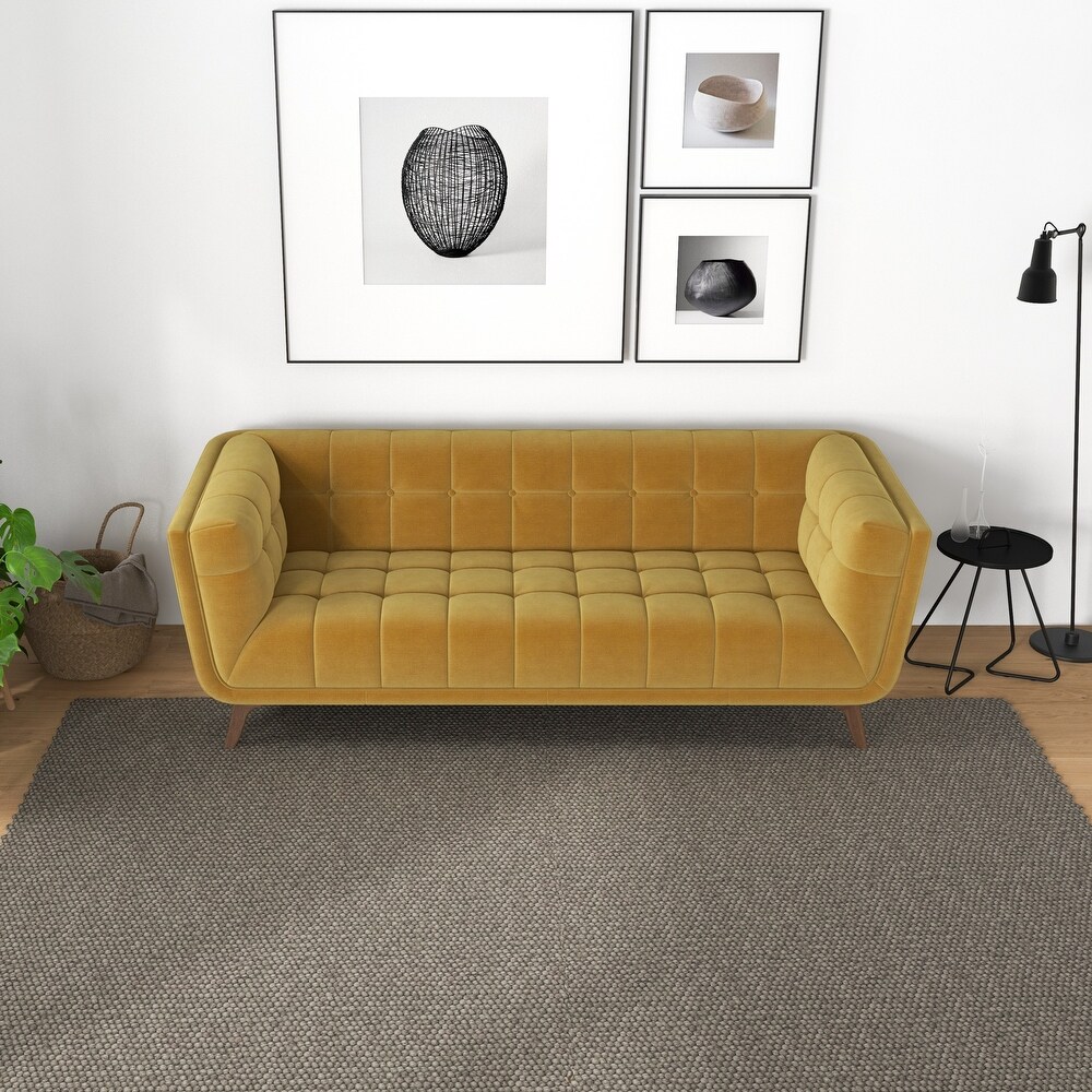 Kameron Mid Century Modern Style Channel Tufted Sofa Couch for Living Room