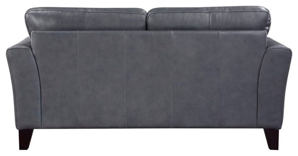 Lexicon Thierry 19 quotModern Plywood and Leather Loveseat in Gray   Contemporary   Loveseats   by Homesquare  Houzz