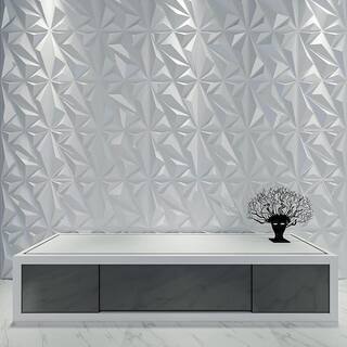 Art3d Decorative Diamond Shape 19.7 in. x 19.7 in. PVC Seamless 3D Wall Panel in White 12-Panels A10hd051WTP12