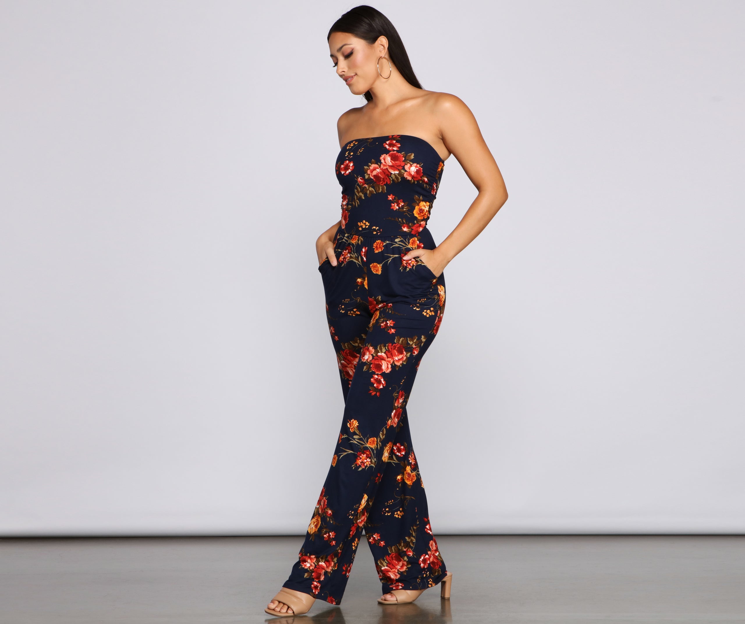 Medallion Marvel Strapless Jumpsuit