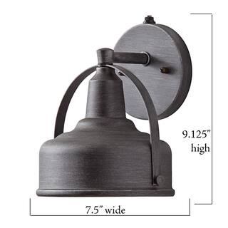 Hampton Bay Hampton Bay 9 in. Weathered Pewter Dusk to Dawn Integrated LED Outdoor Line Voltage Wall Sconce HB7058-304