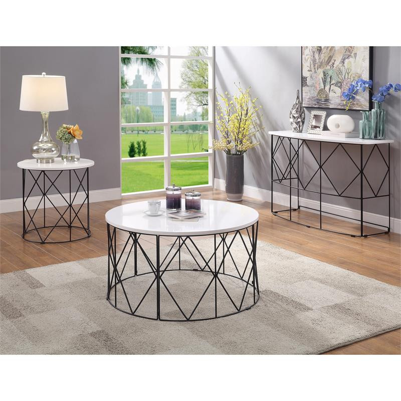 Furniture of America Borche Industrial Wood Round Coffee Table in Walnut   Transitional   Coffee Tables   by Homesquare  Houzz