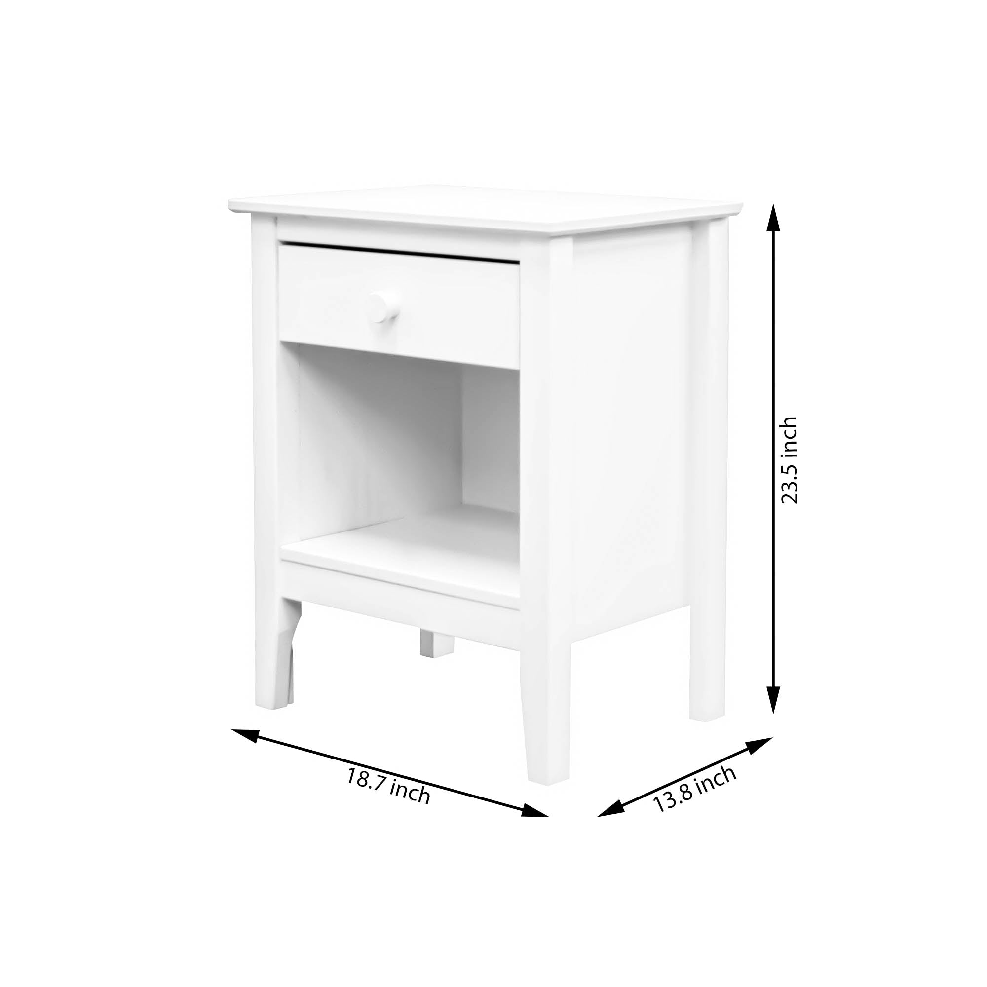 Adeptus Solid Wood Easy Pieces Single Drawer End Table/Nightstand w/Cubby - White