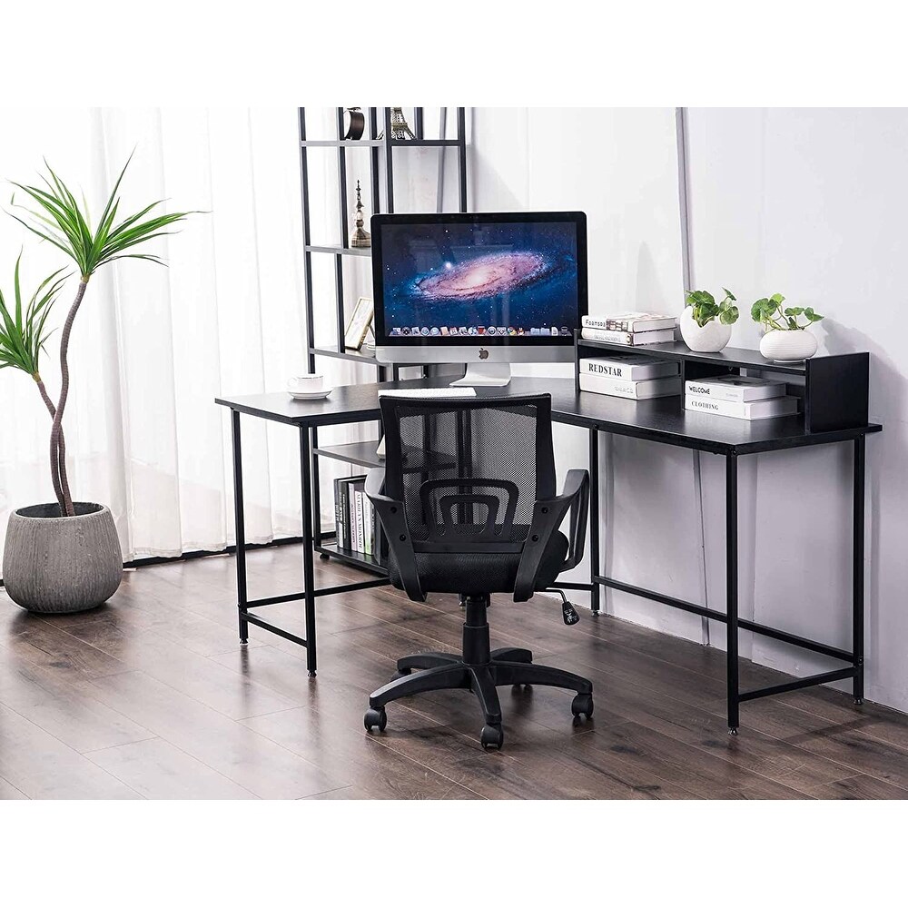 Ivinta Modern L Shaped Computer Office Desk  Gaming Corner Desk with Monitor Stand