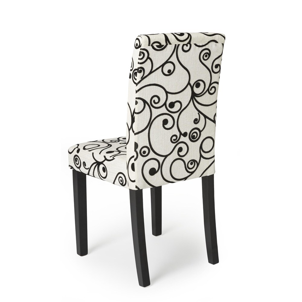 Simple Living Parson Cream and Black Rubber Wood Dining Chairs (Set of 2)