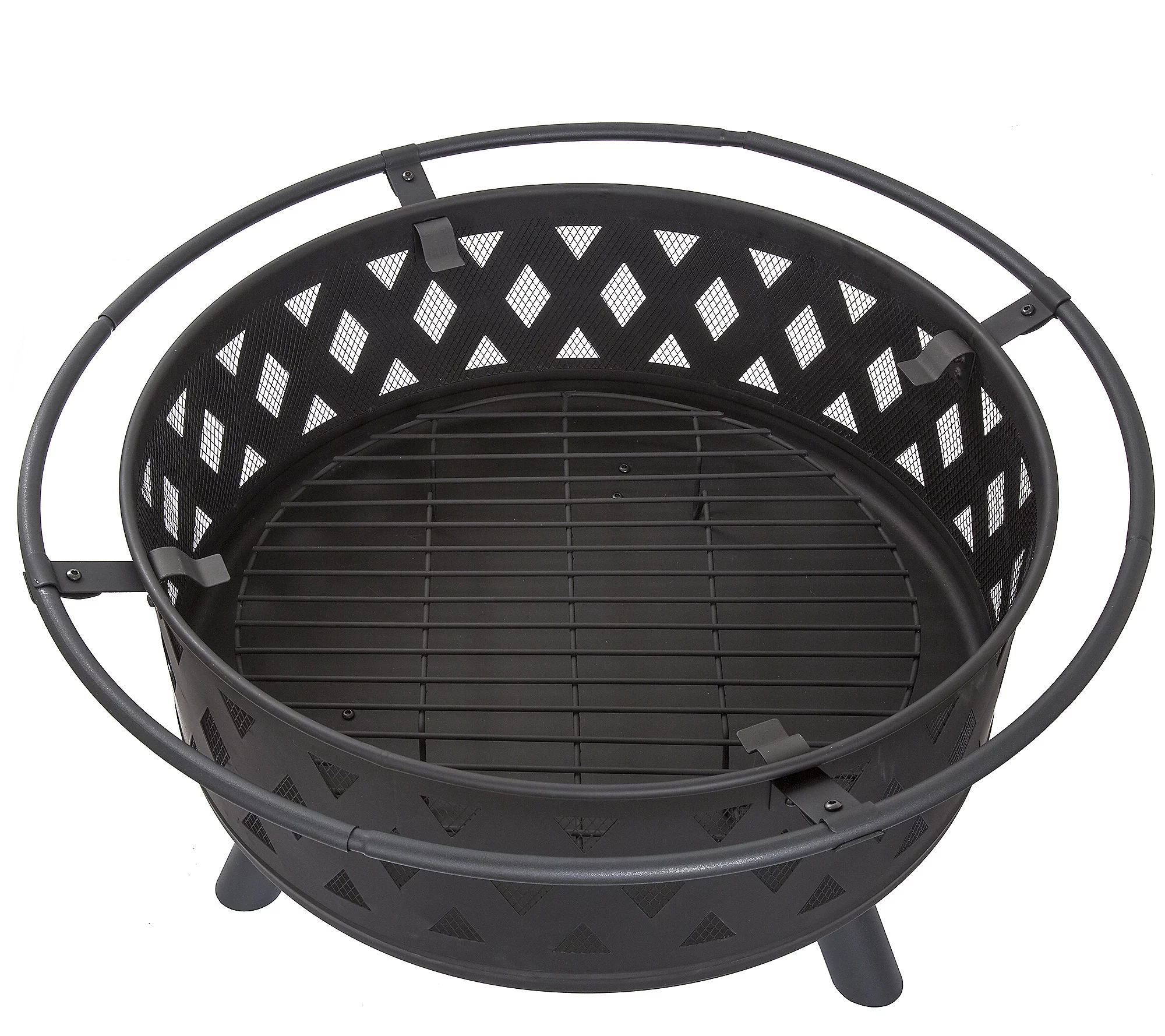 Pure Garden 32 Round Cross Weave Fire Pit withCover