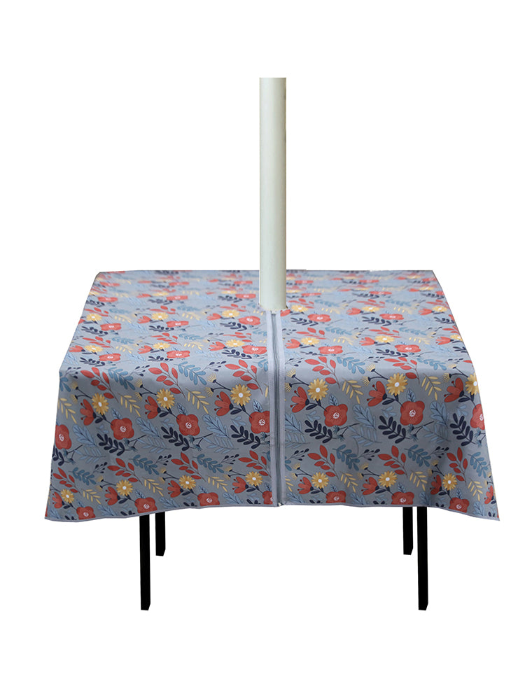 Outdoor Simple Patio Table Cloth, Spillproof Tablecloth with Umbrella Hole Zipper, Rainproof and Oil-Proof Tablecover, For Spring Summer Patio Table