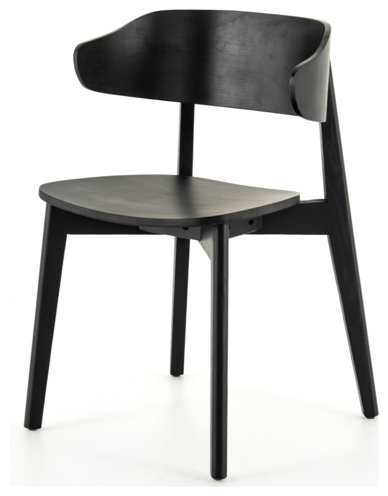 Franco Black Veneer Dining Chair Set Of 2   Midcentury   Dining Chairs   by Zin Home  Houzz