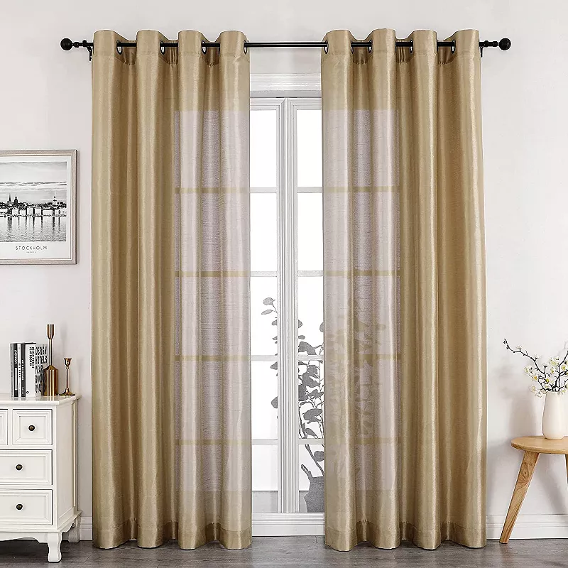 Kate Aurora Home Living 2 Piece Lightweight Basic Sheer Grommet Top Curtain Panels