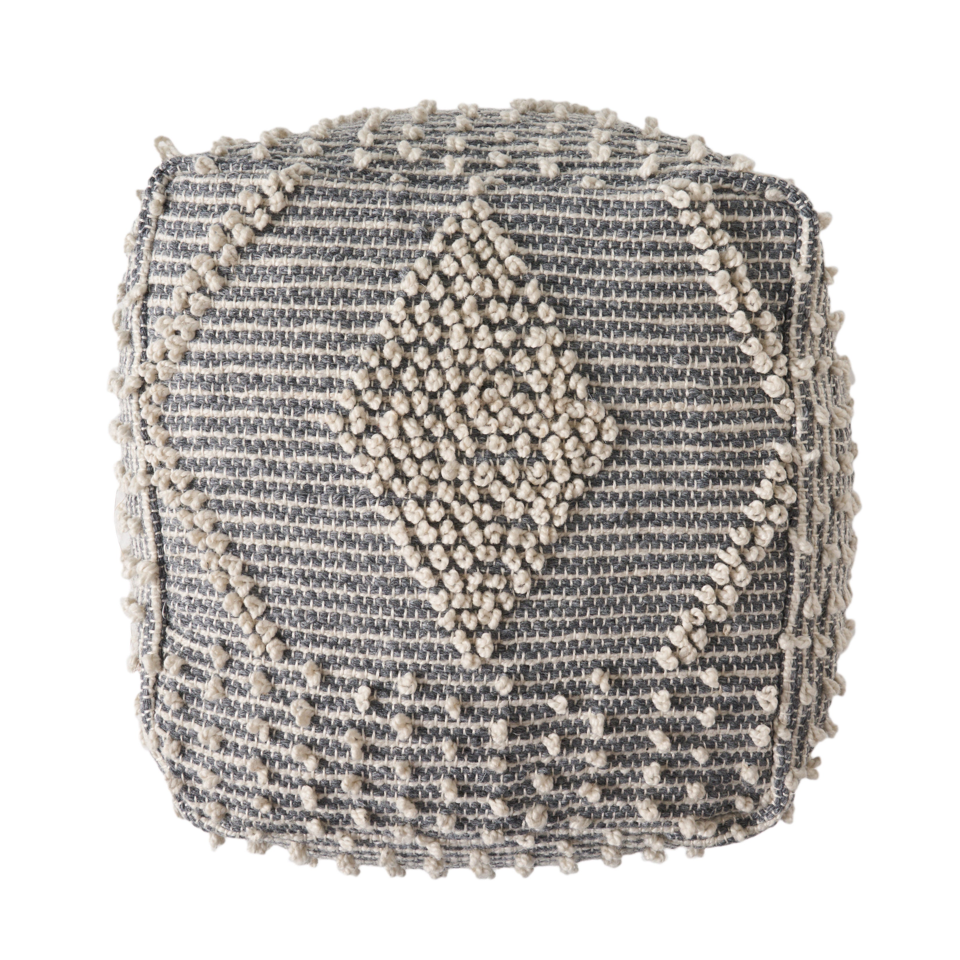 Dereka Contemporary Handcrafted Faux Yarn Pouf