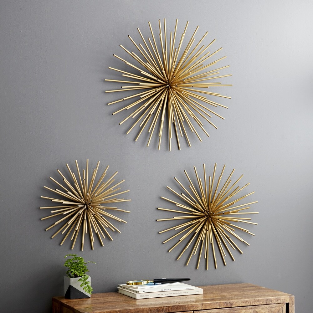 Contemporary Modern Starburst Metal Wall Sculptures Set of 3