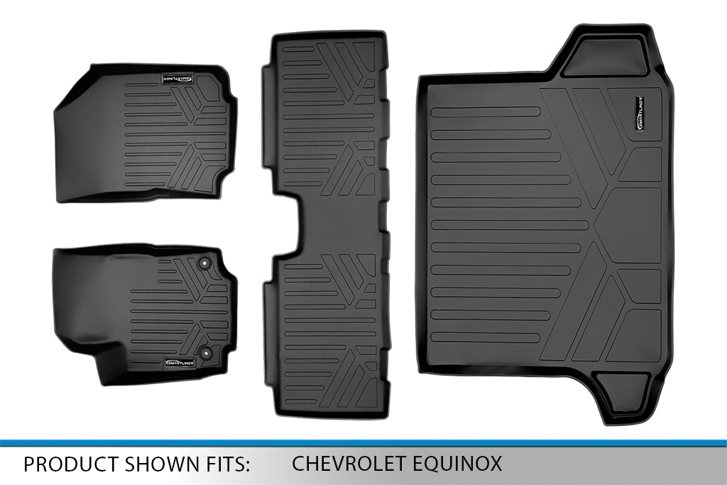 Smartliner SA0310-B0310-D0310 Custom Fit 2 Rows Floor Mats and Cargo Liner for 2018-2022 Chevrolet Equinoxand#44; Black