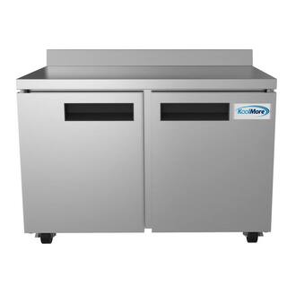 Koolmore 12 cu. ft. Commercial Upright Freezer 2-Door Undercounter with Worktop in Stainless Steel FT48-2S