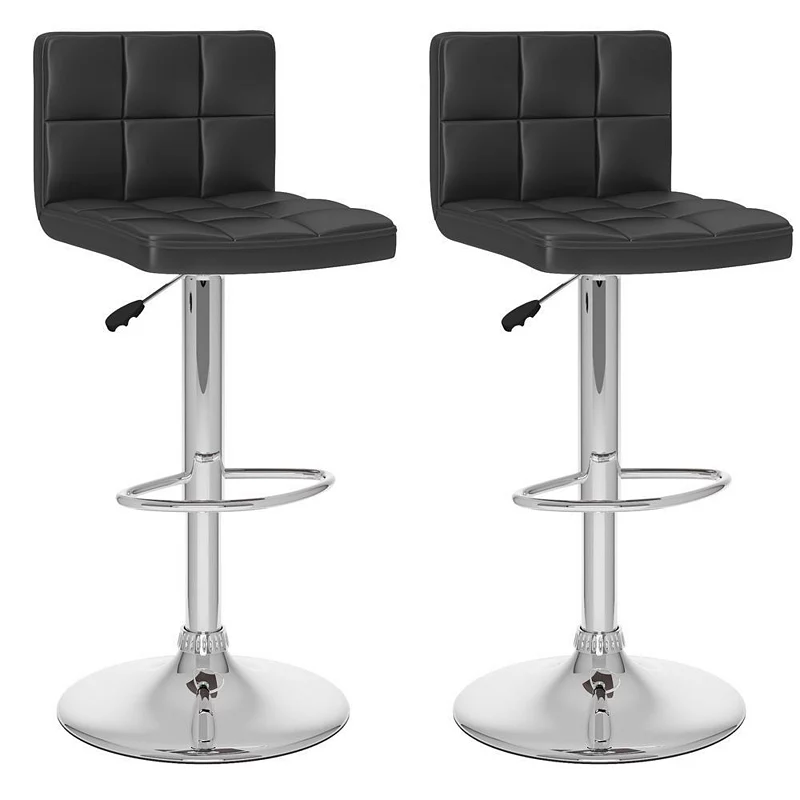 CorLiving Medium Back Adjustable Barstool Leatherette， set of 2