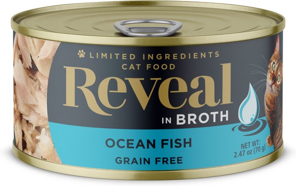 Reveal Natural Grain-Free Ocean Fish in Broth Flavored Wet Cat Food， 2.47-oz can， case of 24