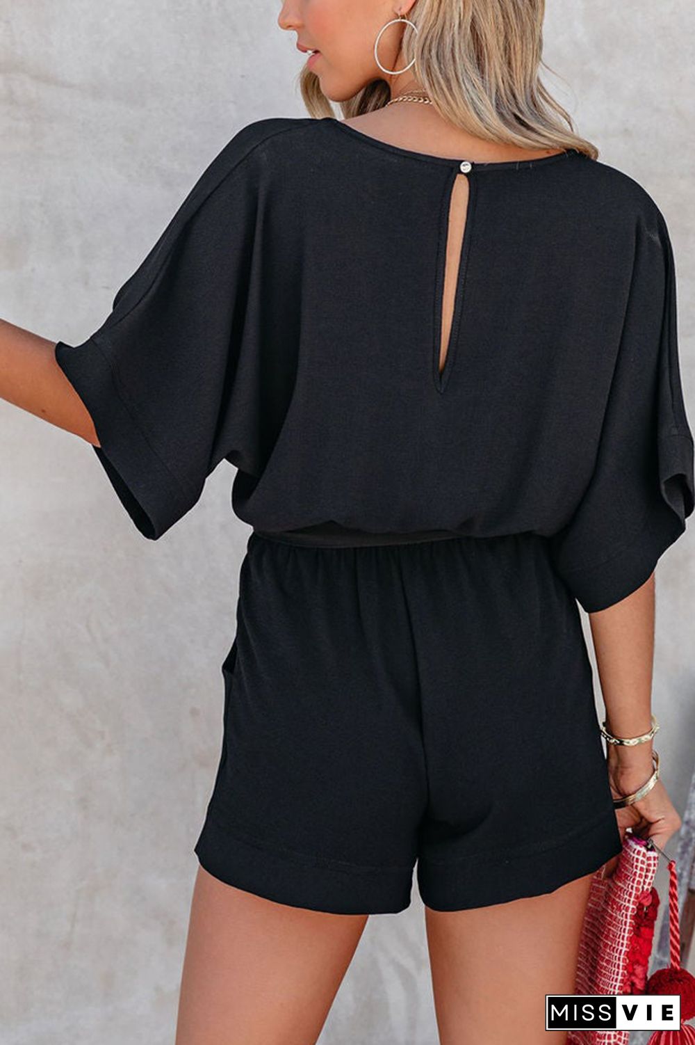 Blank Short Sleeve Short Jumpsuit Wholesale