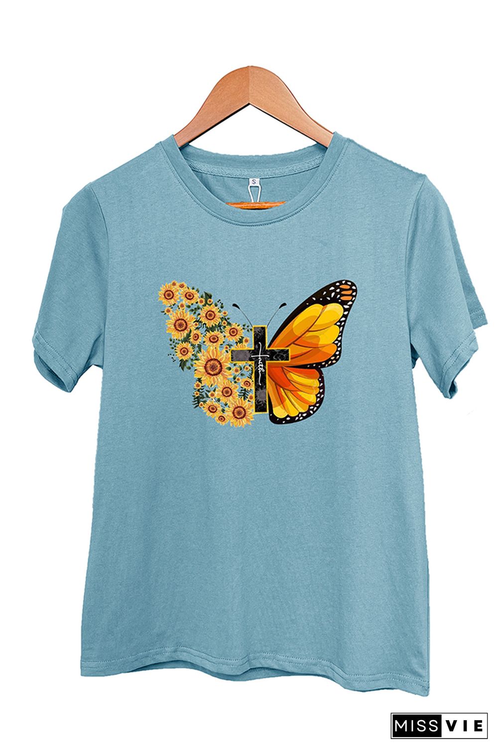 Butterfly Print Short Sleeve Graphic Tee Wholesale