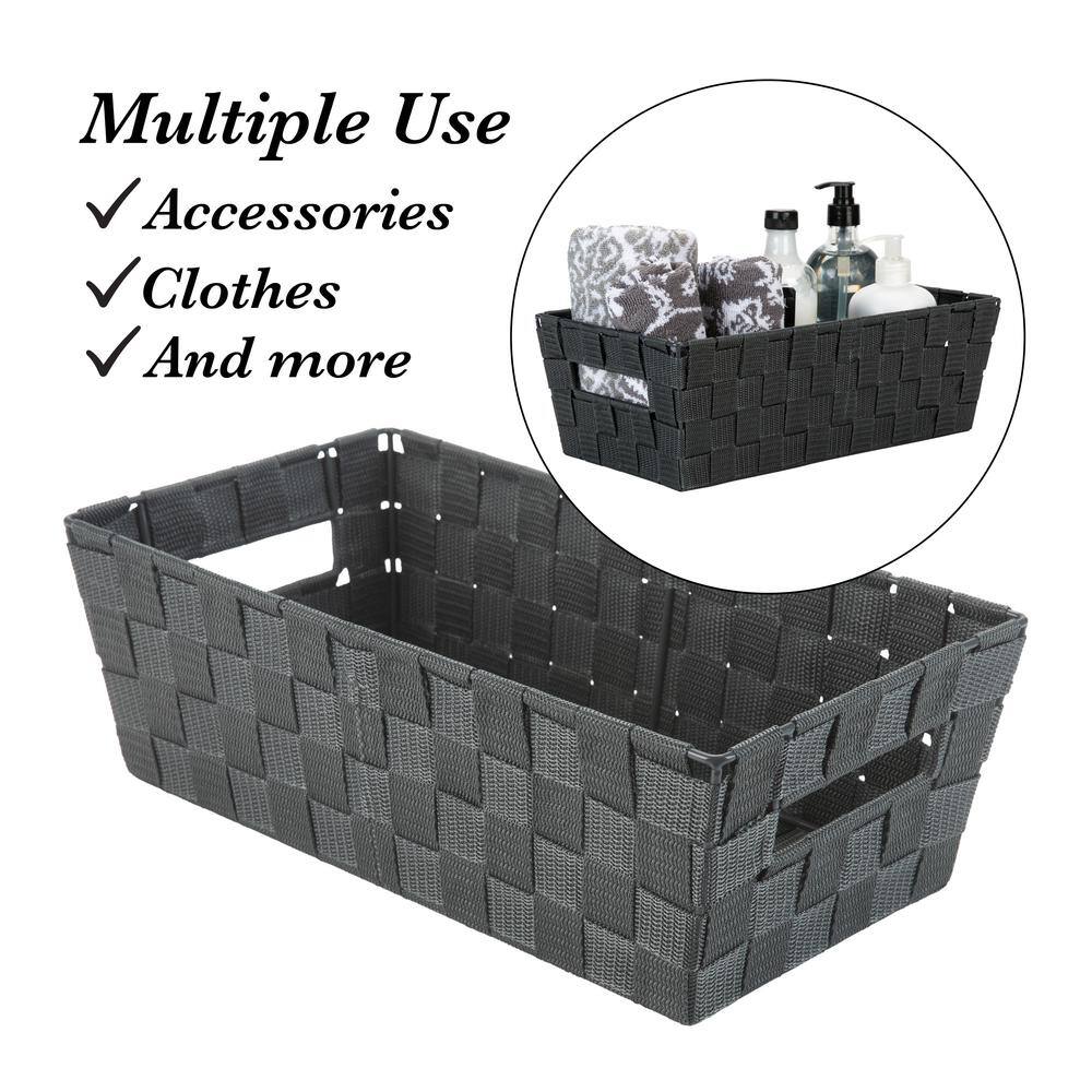 SIMPLIFY 4.72 in. H x 7.68 in. W x 14.57 in. D Gray Fabric Cube Storage Bin 25099-GREY