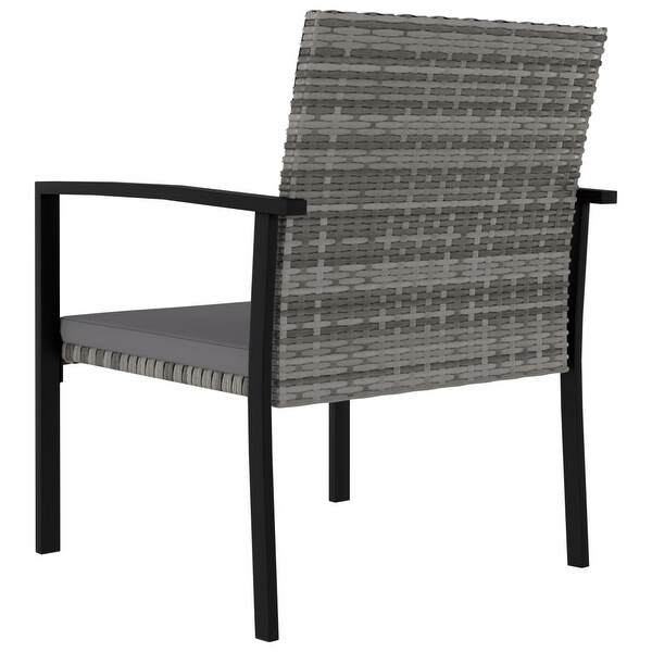 vidaXL 3 Piece Patio Dining Set Poly Rattan Gray