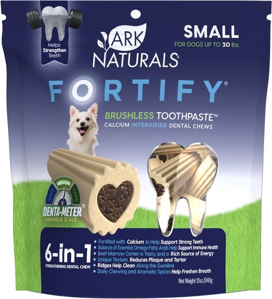 Ark Naturals Fortify Brushless Toothpaste Small  Dental Dog Treats， 12-oz bag