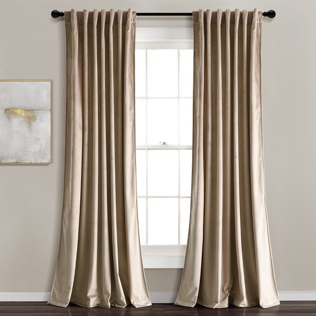 Home Boutique Prima Velvet Solid Light Filtering Back Tab rod Pocket Window Curtain Panels Taupe 54x84 Set