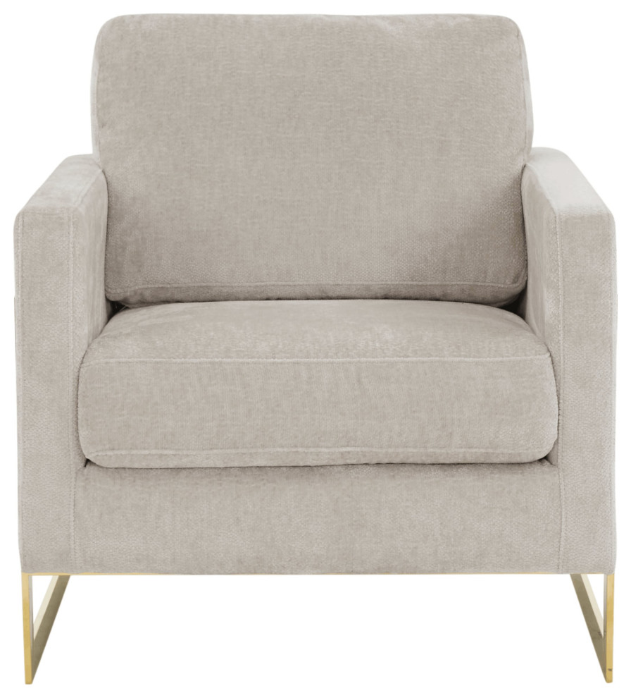 LeisureMod Lincoln Modern Boucle Arm Chair with Gold Stainless Steel Frame   Midcentury   Armchairs And Accent Chairs   by LeisureMod  Houzz