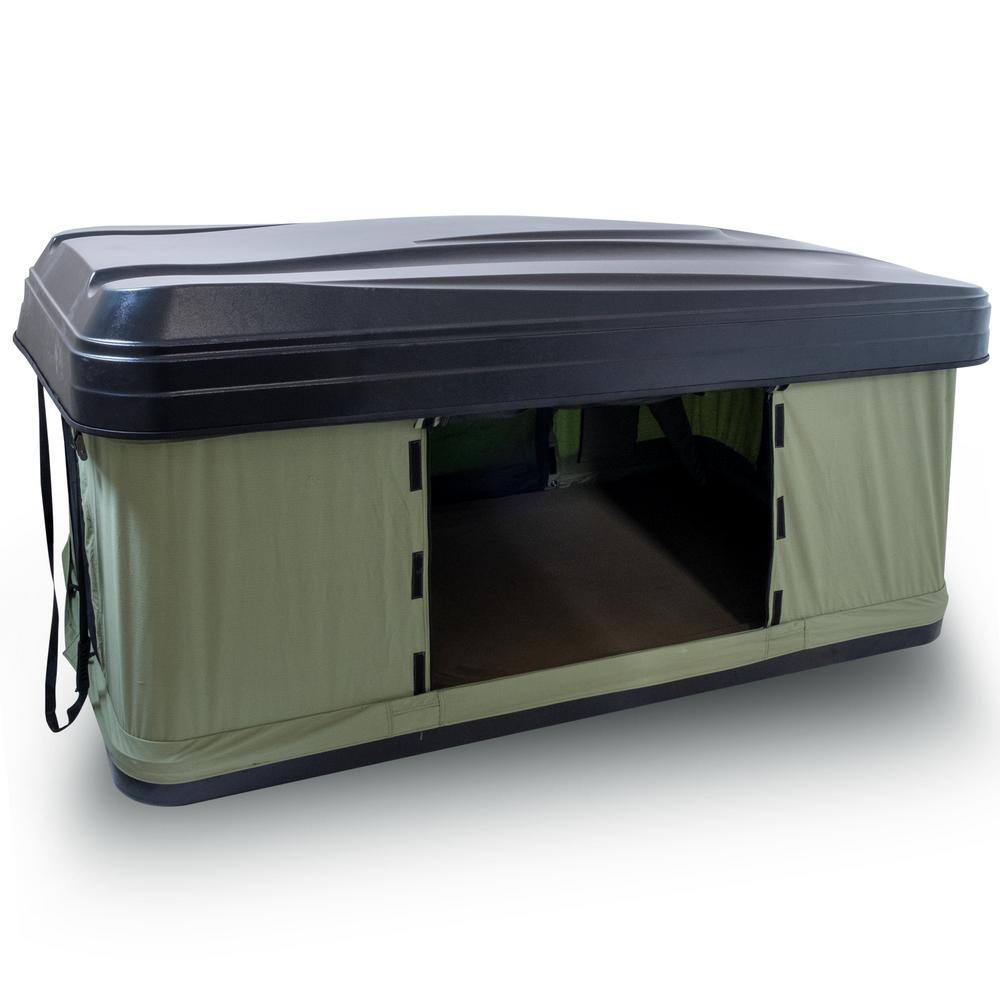 Trustmade Nomad Black Hard Shell and Green Fabric 2-Person Car Rooftop Tent OR02RT01-BKGR