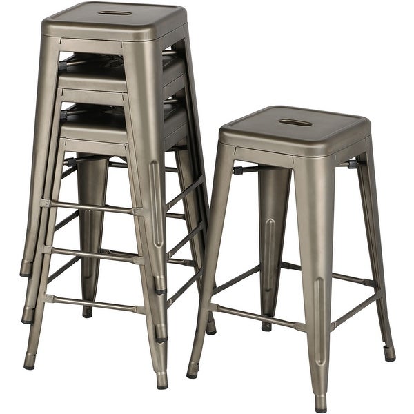 Yaheetech Metal Bar Stools，Set of 4， Vintage Counter Bar Stool