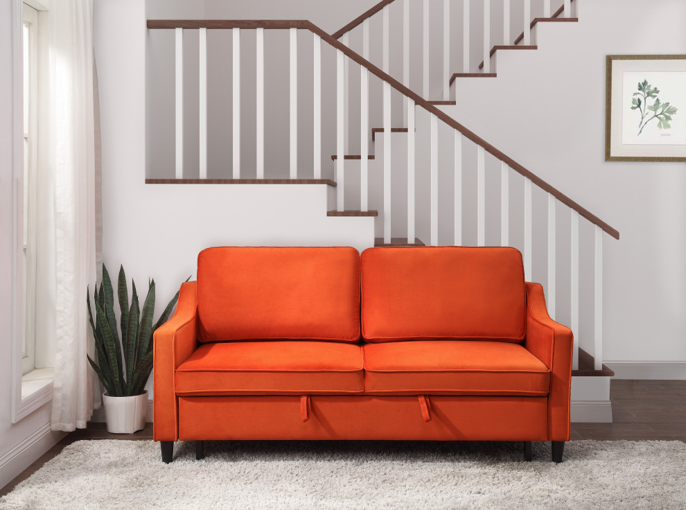 Dickinson Convertible Studio Sofa With Pull out Bed   Midcentury   Sleeper Sofas   by Lexicon Home  Houzz